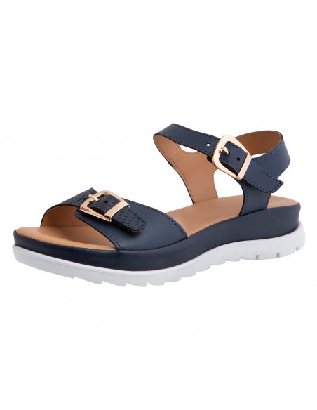 Sandalias planas con correa y ebilla para mujer