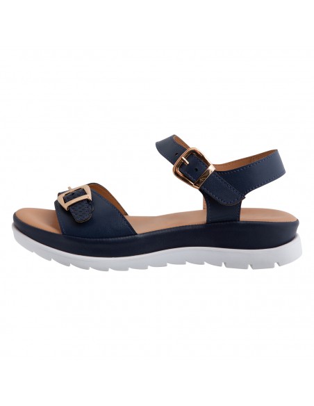 Sandalias planas con correa y ebilla para mujer