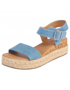Sandalias Denim con taco tipo cuña para mujer