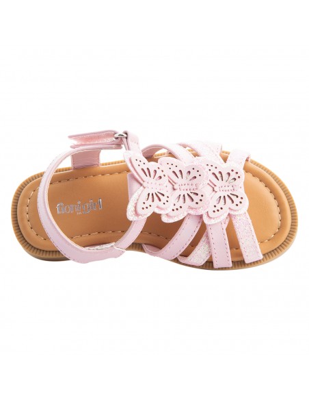 Sandalias planas con diseño de mariposa para niña pequeña