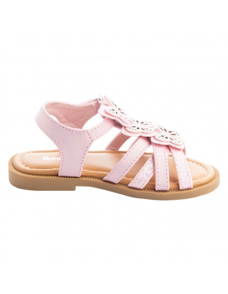 Sandalias planas con diseño de mariposa para niña pequeña