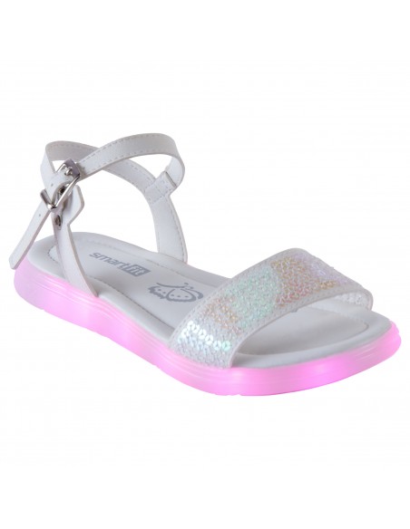 Sandalias planas con luces para niña pequeña