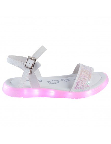Sandalias planas con luces para niña pequeña
