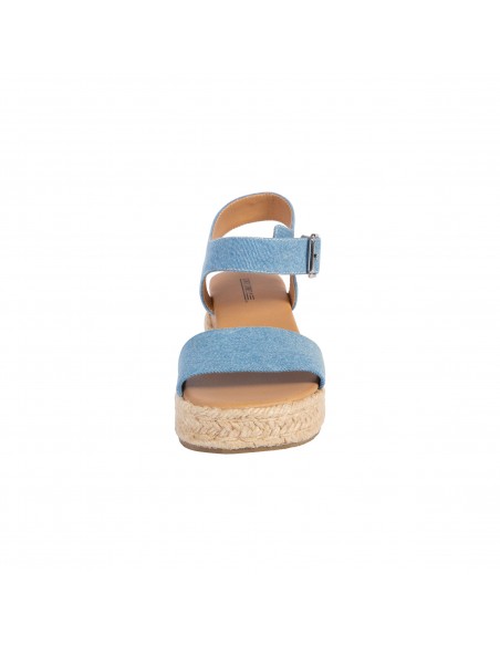 Sandalias Denim con taco tipo cuña para mujer