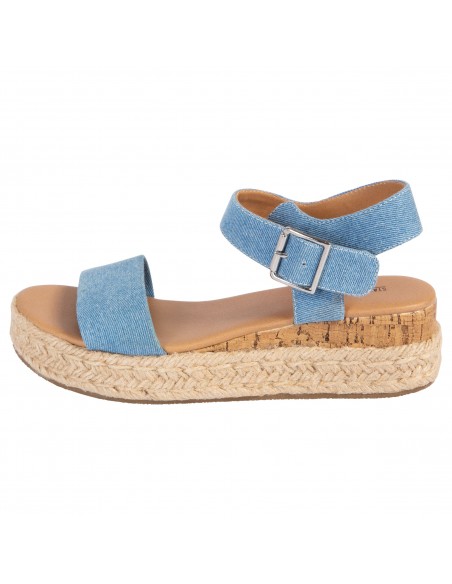 Sandalias Denim con taco tipo cuña para mujer