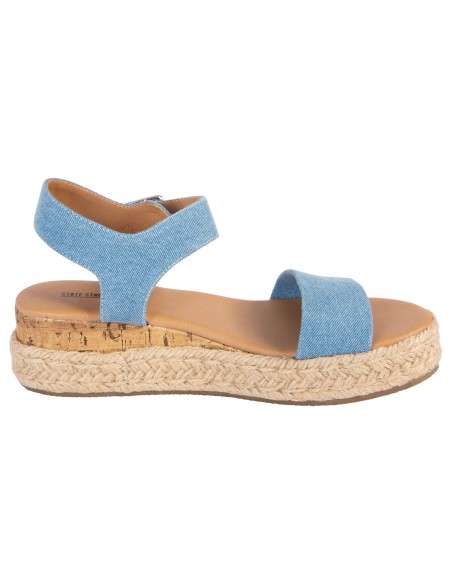 Sandalias Denim con taco tipo cuña para mujer