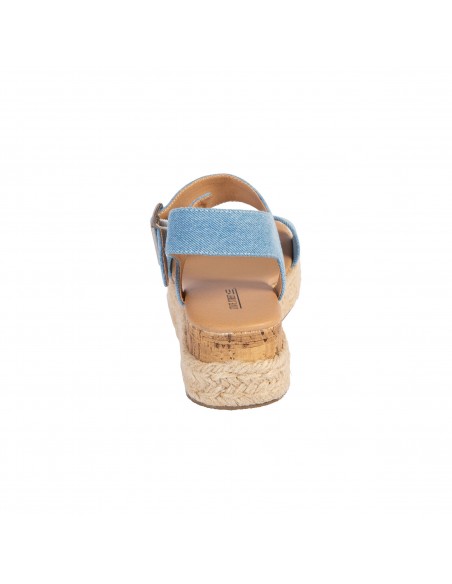 Sandalias Denim con taco tipo cuña para mujer
